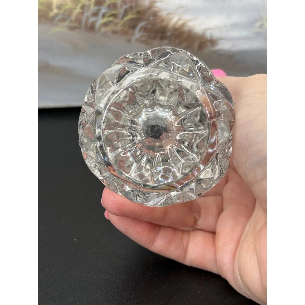 Vintage Miniature Cut Glass Bud Vase Thistle Shape Scalloped Rim 4.5 Inch